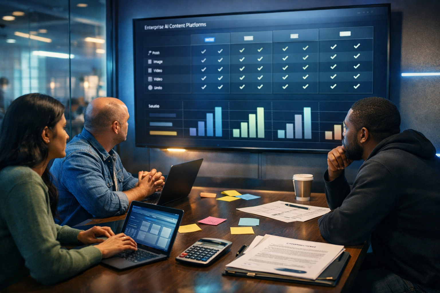 How do enterprise AI content platforms compare in pricing and features