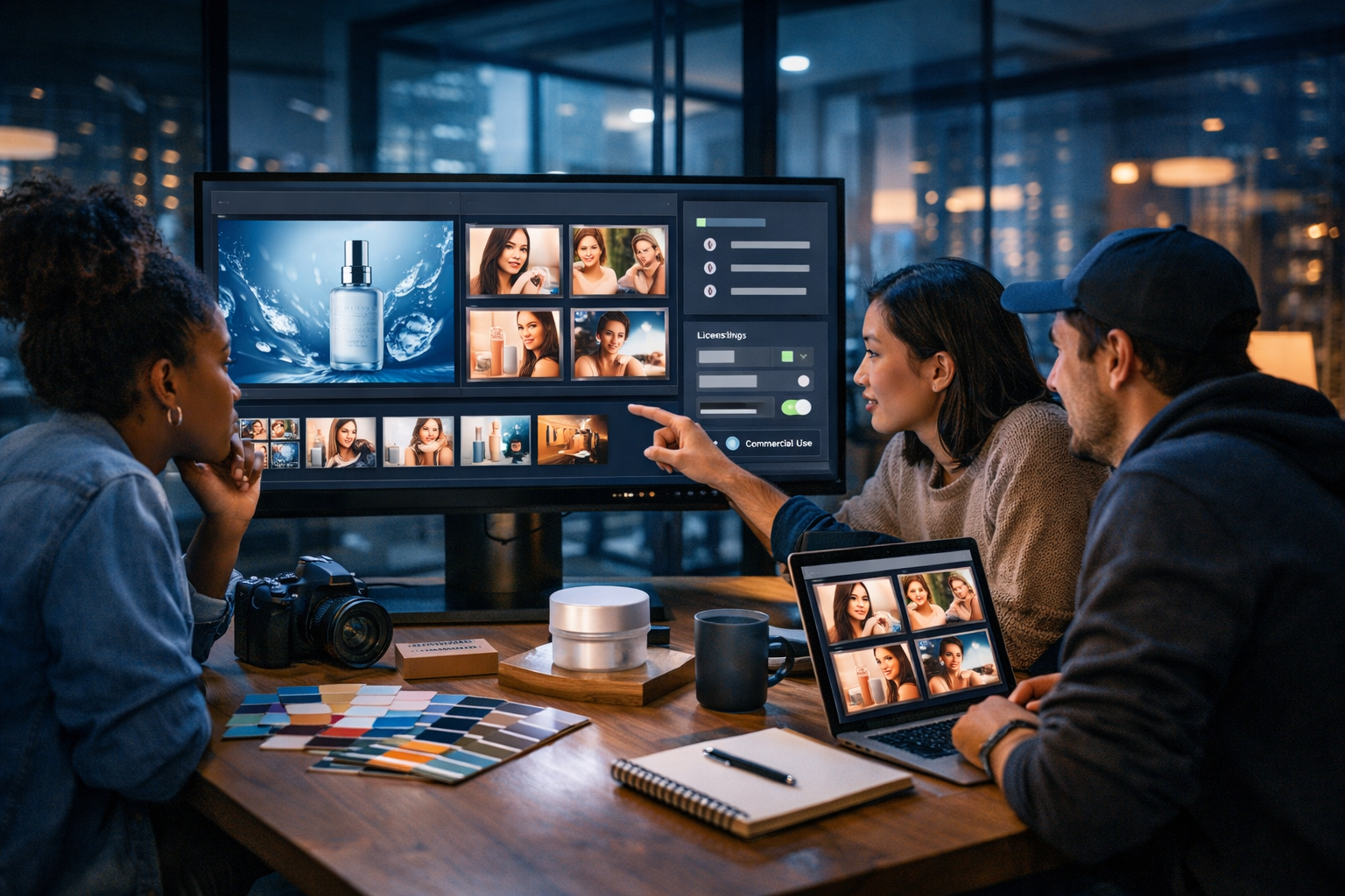 Where can I generate AI visuals with usage rights for business?